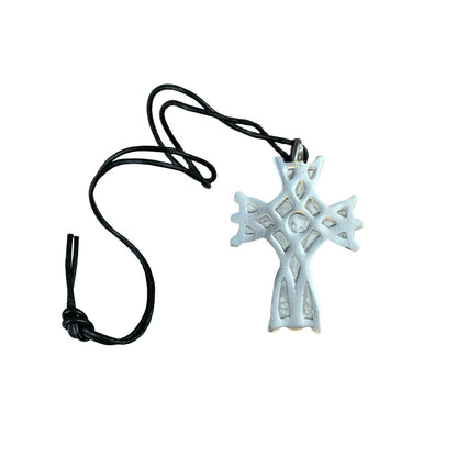 Vintage Deadstock 90s Y2K Large Metal Celtic Cross Crucifix Thong Necklace