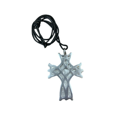 Vintage Deadstock 90s Y2K Large Metal Celtic Cross Crucifix Thong Necklace