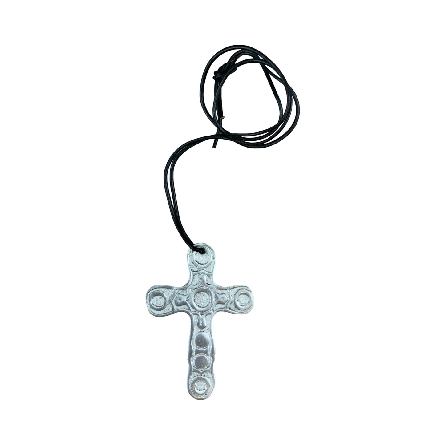 Vintage Deadstock 90s Y2K Large Metal Celtic Cross Crucifix Thong Necklace