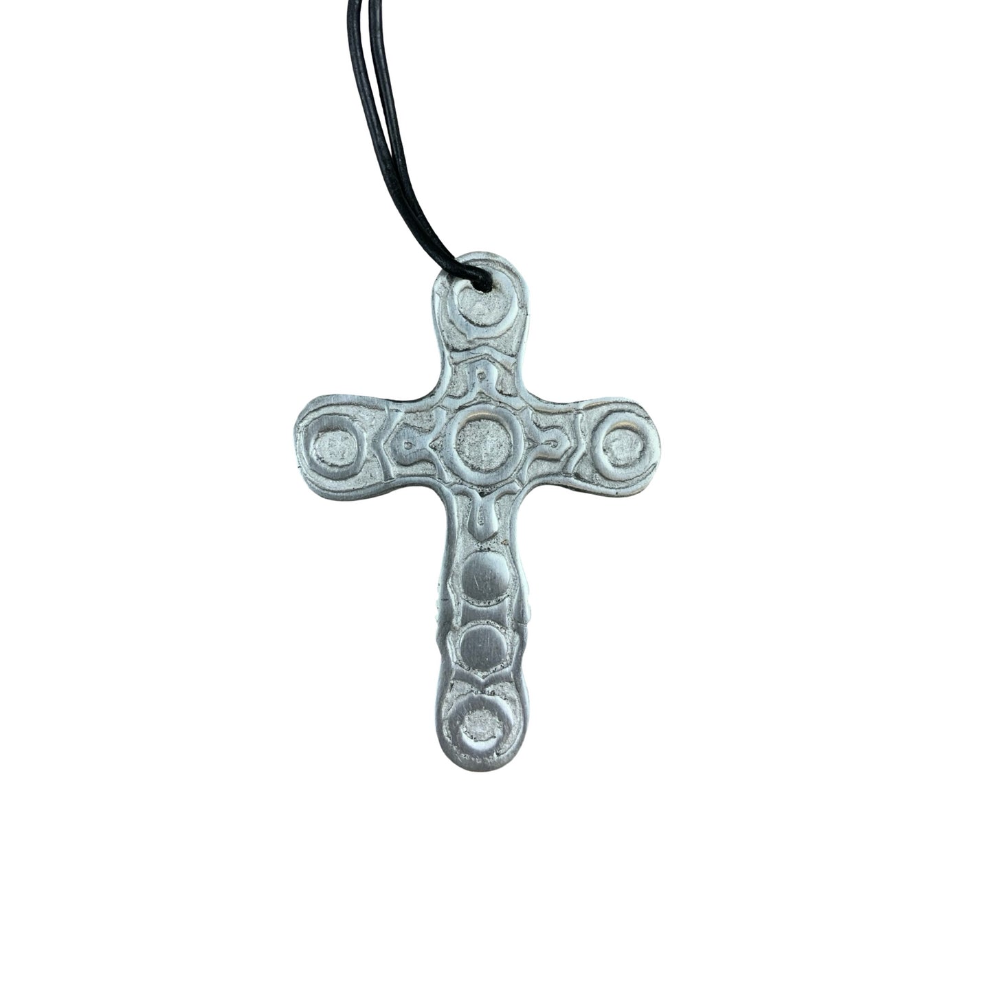 Vintage Deadstock 90s Y2K Large Metal Celtic Cross Crucifix Thong Necklace