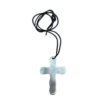 Vintage Deadstock 90s Y2K Large Metal Celtic Cross Crucifix Thong Necklace