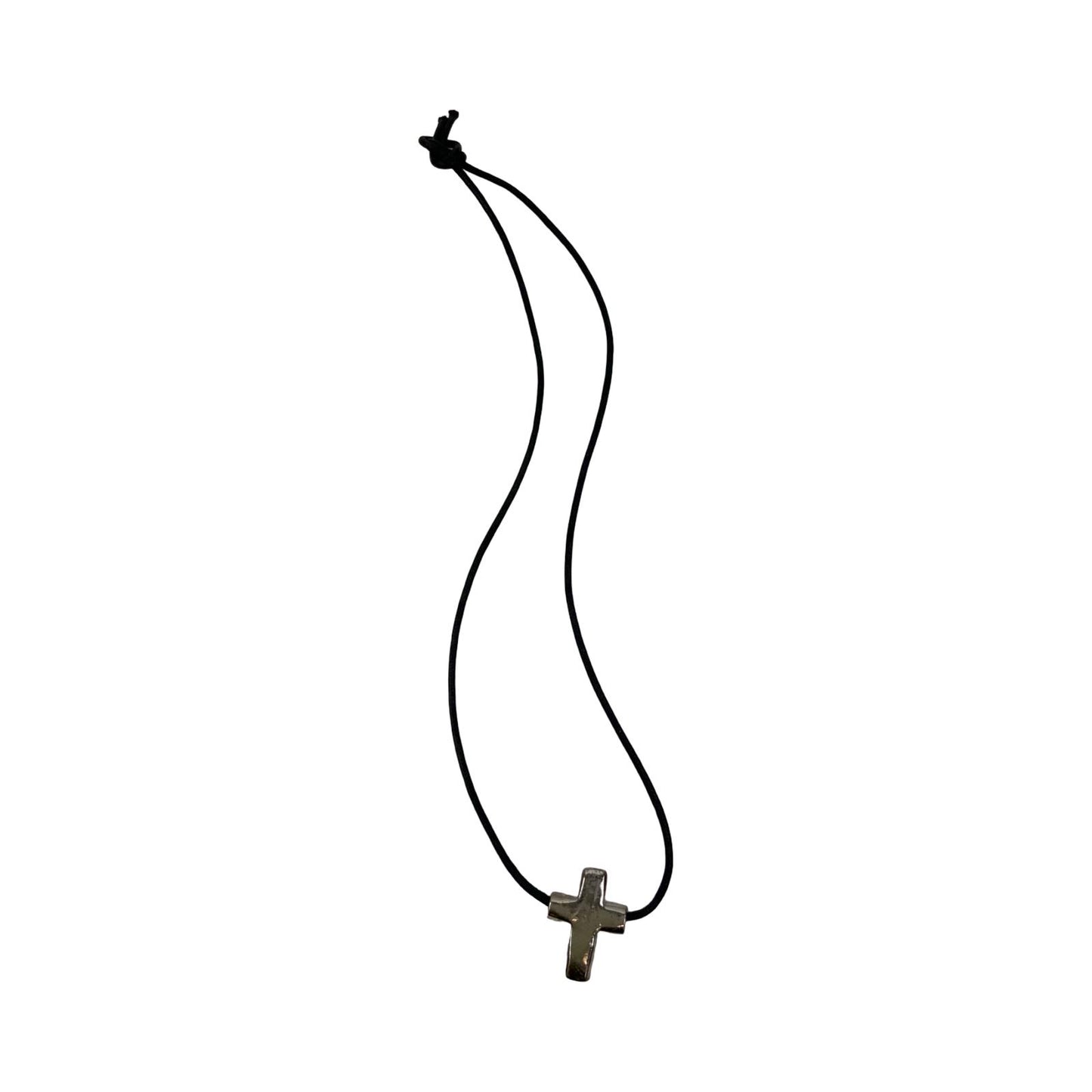 Vintage Deadstock 90s Y2K Silver Cross Thong Necklace