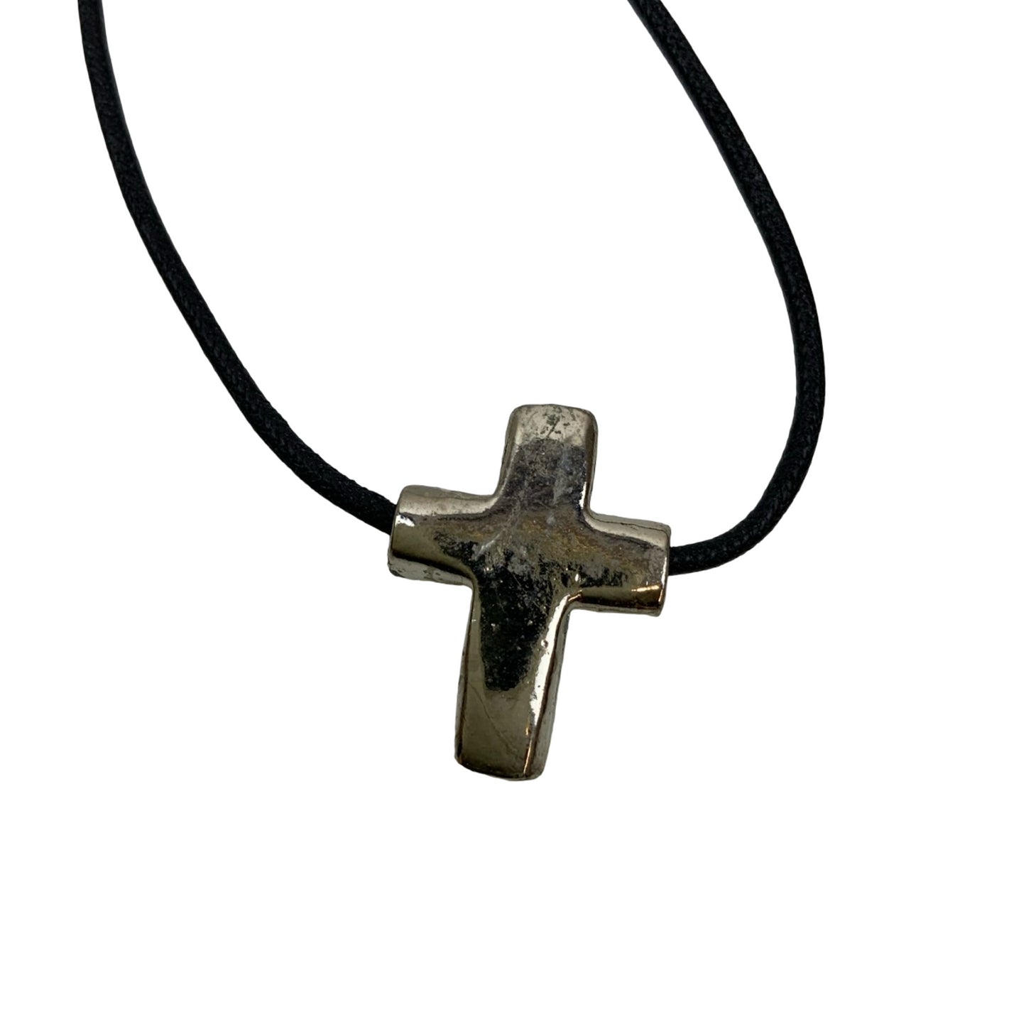 Vintage Deadstock 90s Y2K Silver Cross Thong Necklace