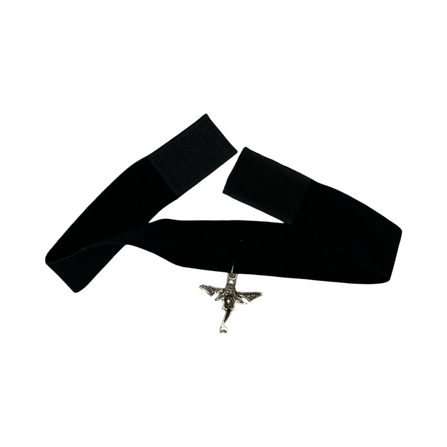 Vintage Deadstock 90s Y2K Silver Dragonfly Blue Stone Grunge Gothic Black Choker