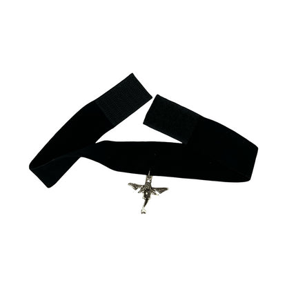 Vintage Deadstock 90s Y2K Silver Dragonfly Blue Stone Grunge Gothic Black Choker