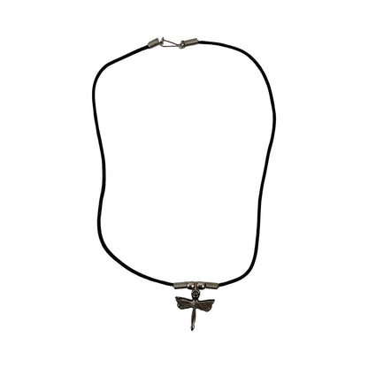 Vintage Deadstock 90s Y2K Metal Green Dragonfly Thong Necklace