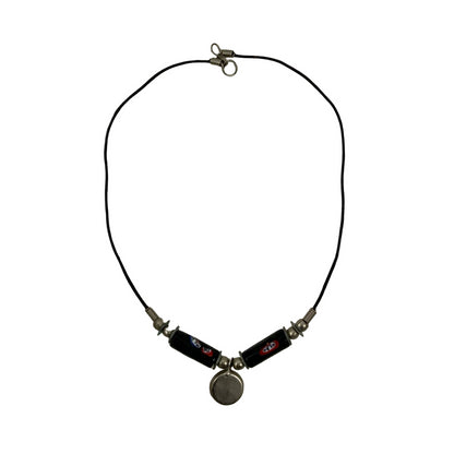 Vintage Deadstock 90s Y2K Black Yin Yang Surf Skate Beaded Thong Necklace