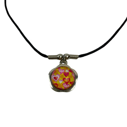 Vintage Deadstock 90s Y2K  Pink & Yellow Flower Love Bubble Thong Necklace