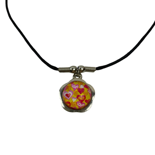 Vintage Deadstock 90s Y2K  Pink & Yellow Flower Love Bubble Thong Necklace