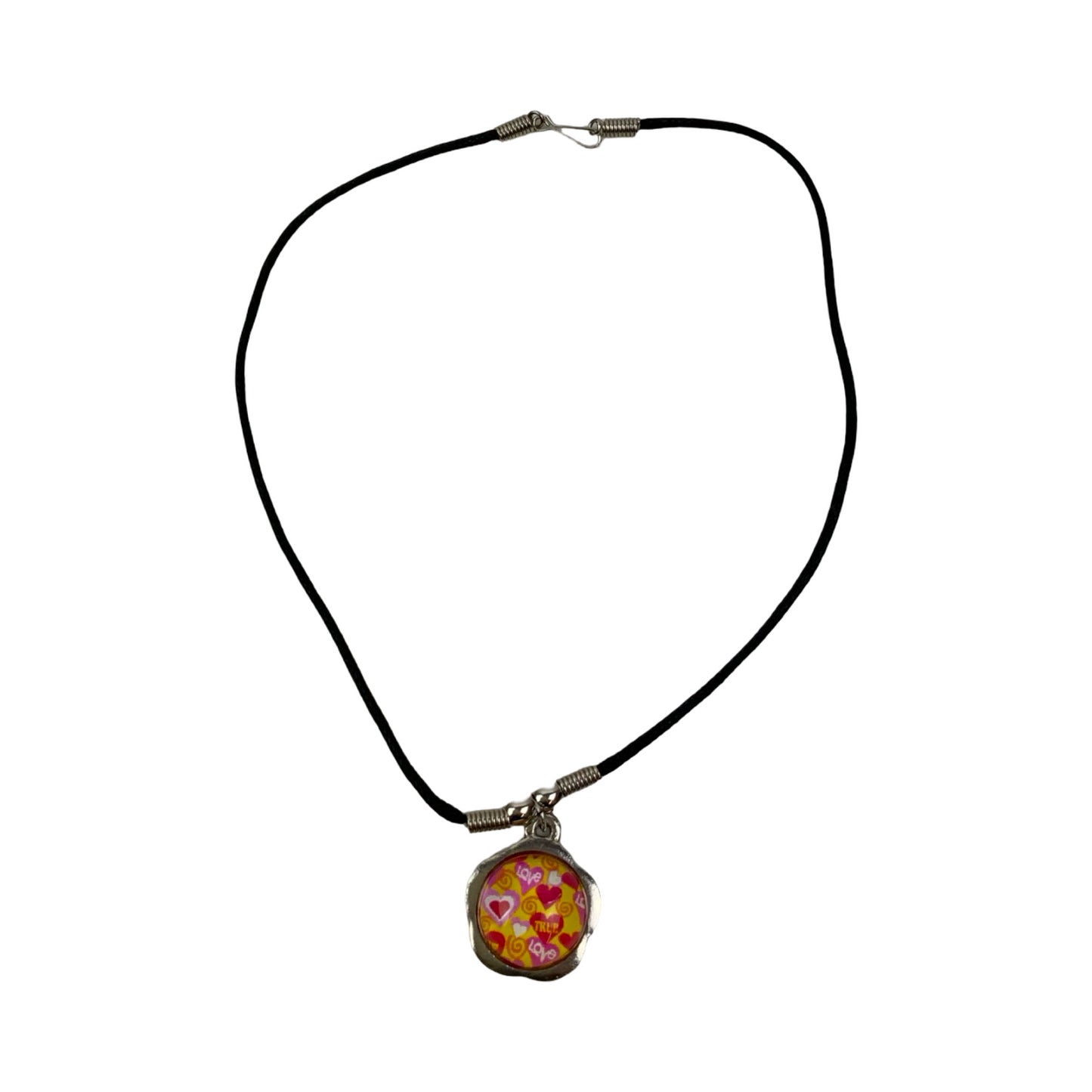 Vintage Deadstock 90s Y2K  Pink & Yellow Flower Love Bubble Thong Necklace