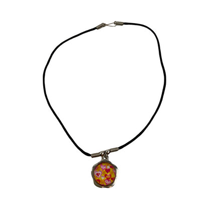 Vintage Deadstock 90s Y2K  Pink & Yellow Flower Love Bubble Thong Necklace