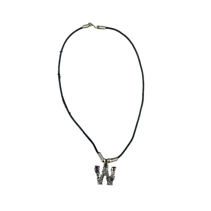 Vintage Deadstock 90s Y2K Purple Letter 'W' Initial Fairy Gem Thong Necklace