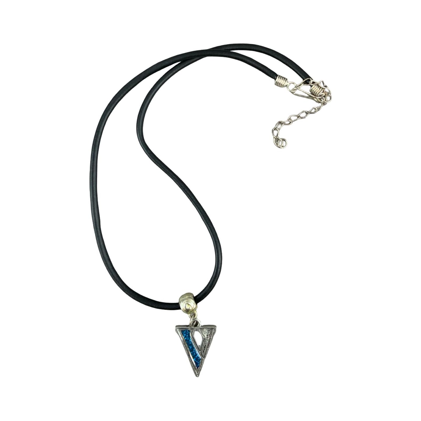 Vintage Deadstock 90s Y2K Blue Letter 'V' Initial Thong Necklace