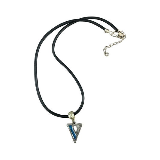 Vintage Deadstock 90s Y2K Blue Letter 'V' Initial Thong Necklace