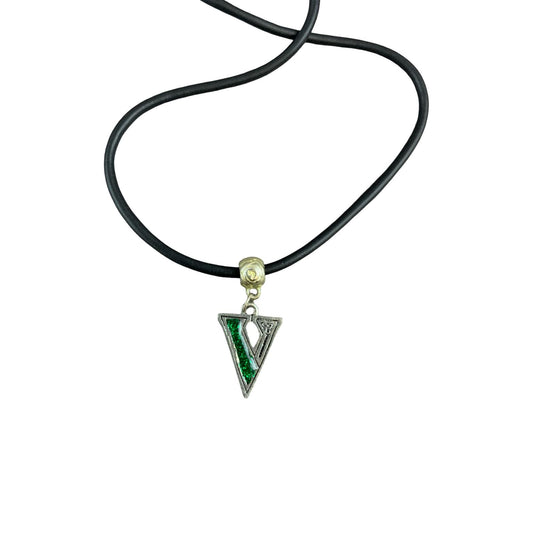 Vintage Deadstock 90s Y2K Green Letter 'V' Initial Thong Necklace
