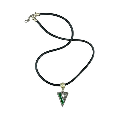 Vintage Deadstock 90s Y2K Green Letter 'V' Initial Thong Necklace