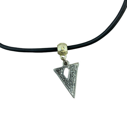 Vintage Deadstock 90s Y2K Green Letter 'V' Initial Thong Necklace