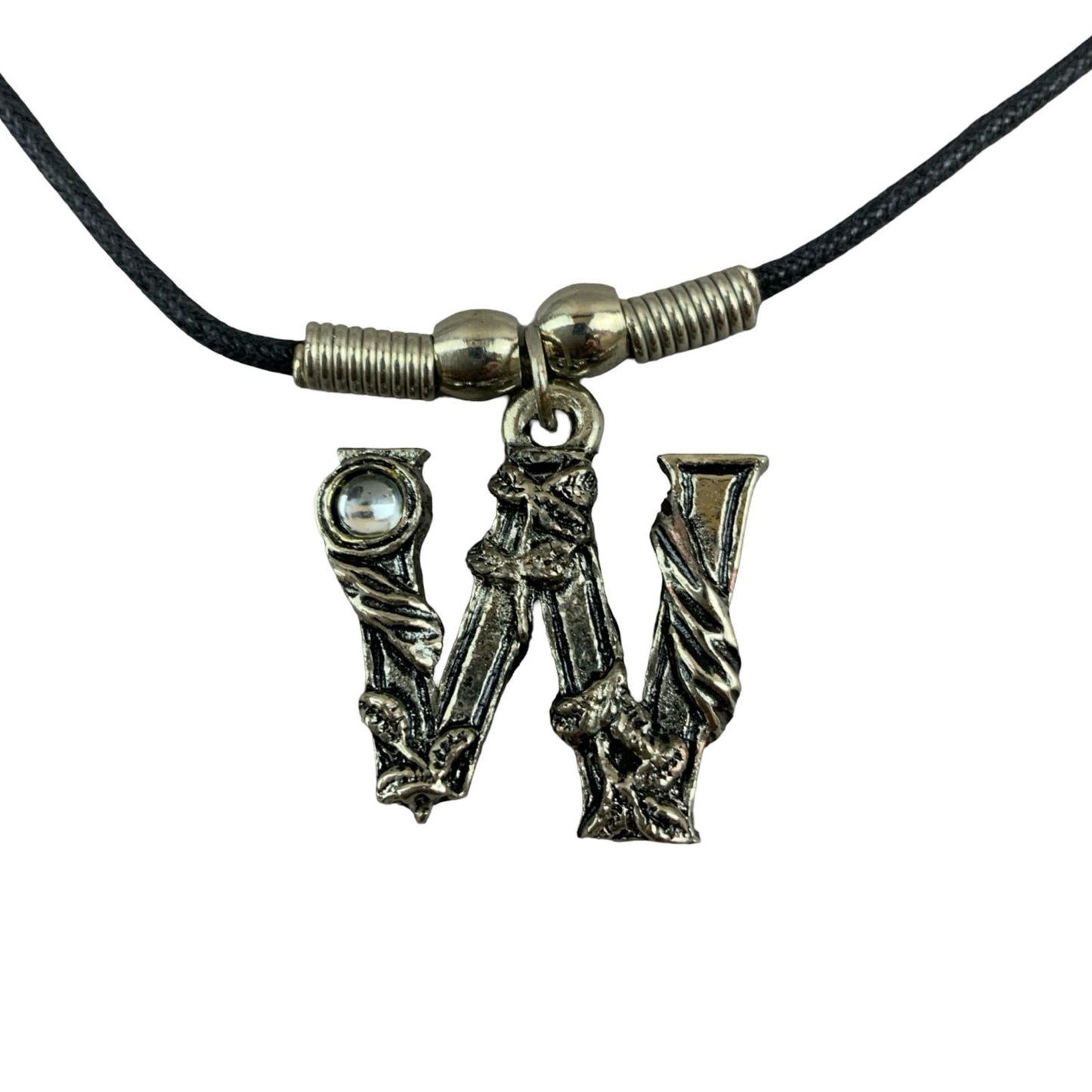 Vintage Deadstock 90s Y2K Clear Letter 'W' Initial Fairy Gem Thong Necklace