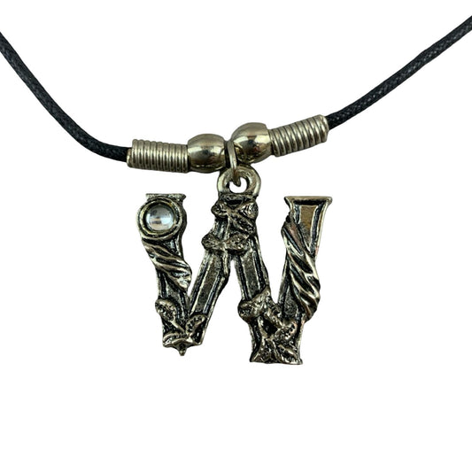 Vintage Deadstock 90s Y2K Clear Letter 'W' Initial Fairy Gem Thong Necklace