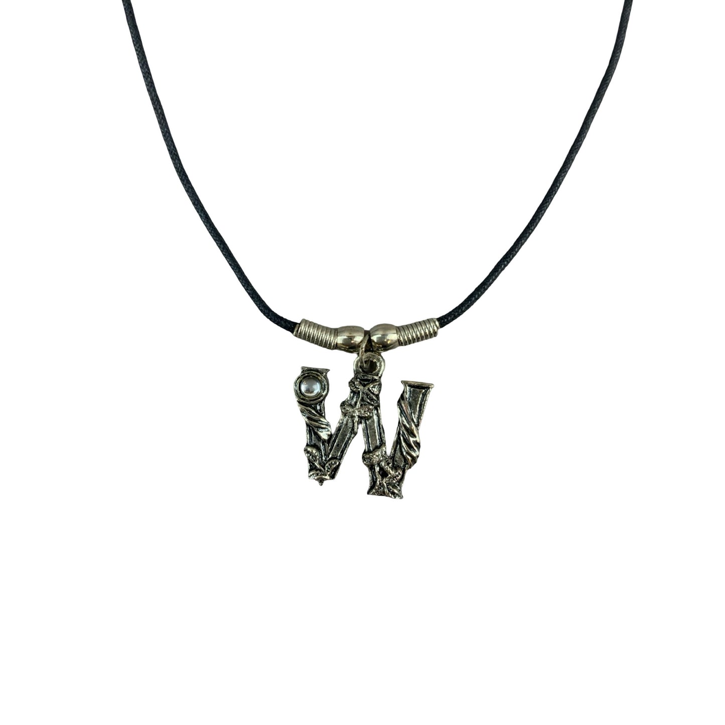 Vintage Deadstock 90s Y2K Clear Letter 'W' Initial Fairy Gem Thong Necklace