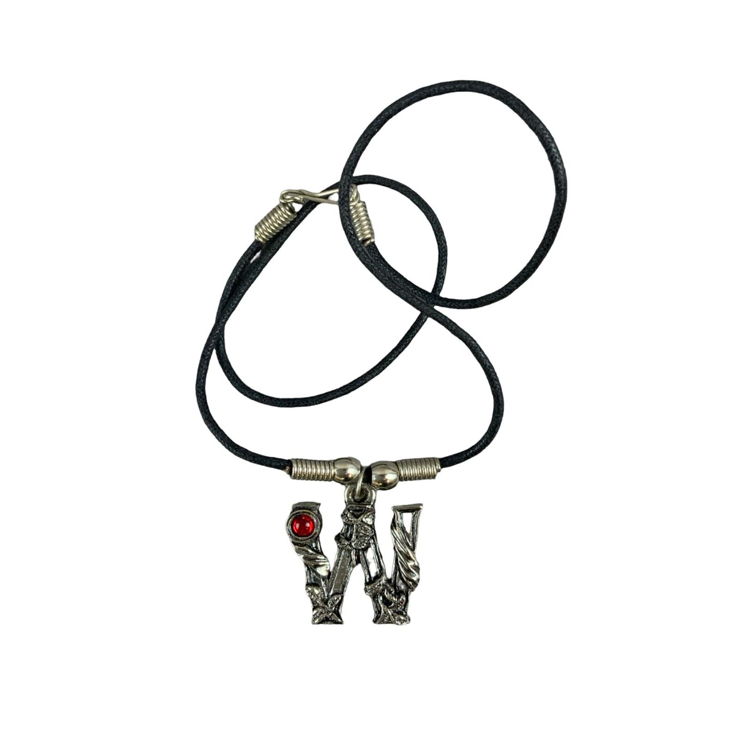 Vintage Deadstock 90s Y2K Red Letter 'W' Initial Fairy Gem Thong Necklace