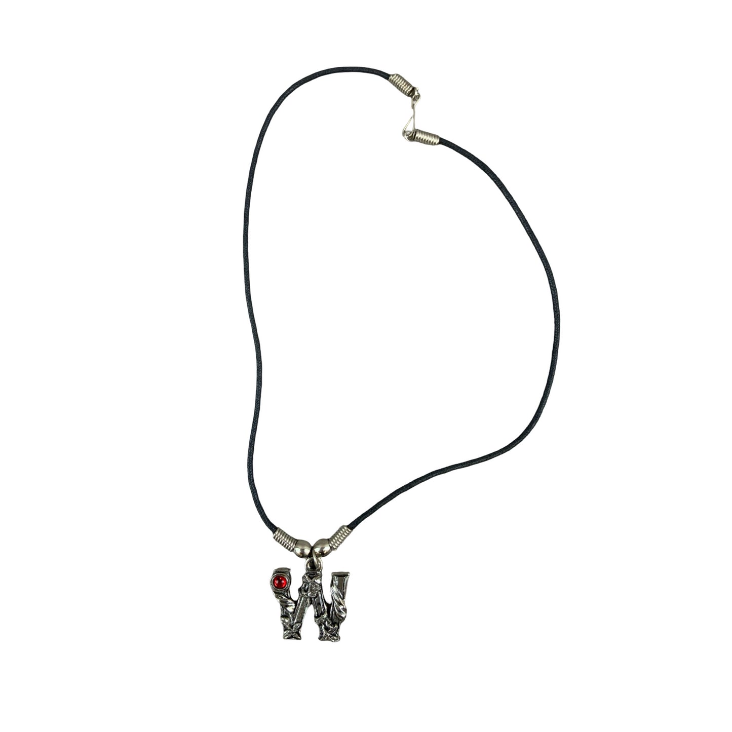 Vintage Deadstock 90s Y2K Red Letter 'W' Initial Fairy Gem Thong Necklace