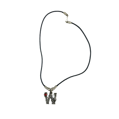 Vintage Deadstock 90s Y2K Red Letter 'W' Initial Fairy Gem Thong Necklace