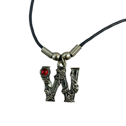 Vintage Deadstock 90s Y2K Red Letter 'W' Initial Fairy Gem Thong Necklace