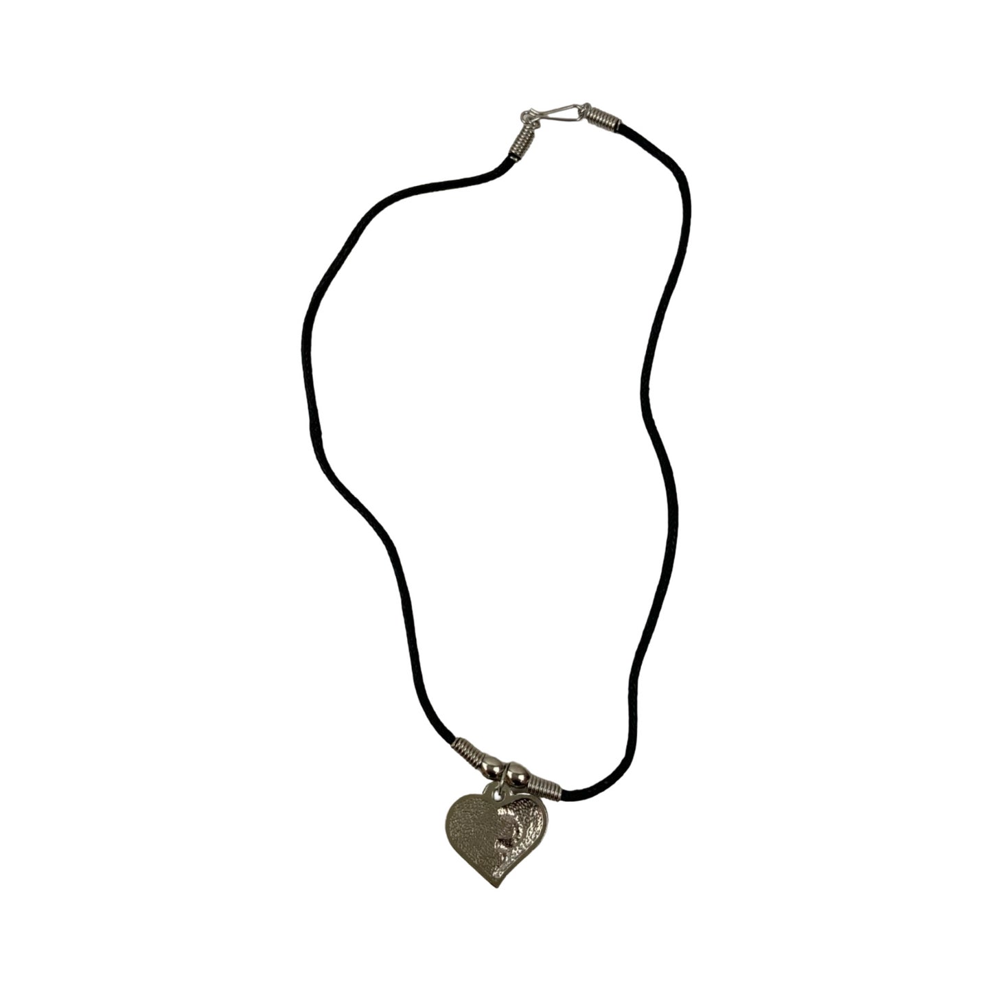 Vintage Deadstock 90s Y2K Silver Heart Red Flower Thong Necklace