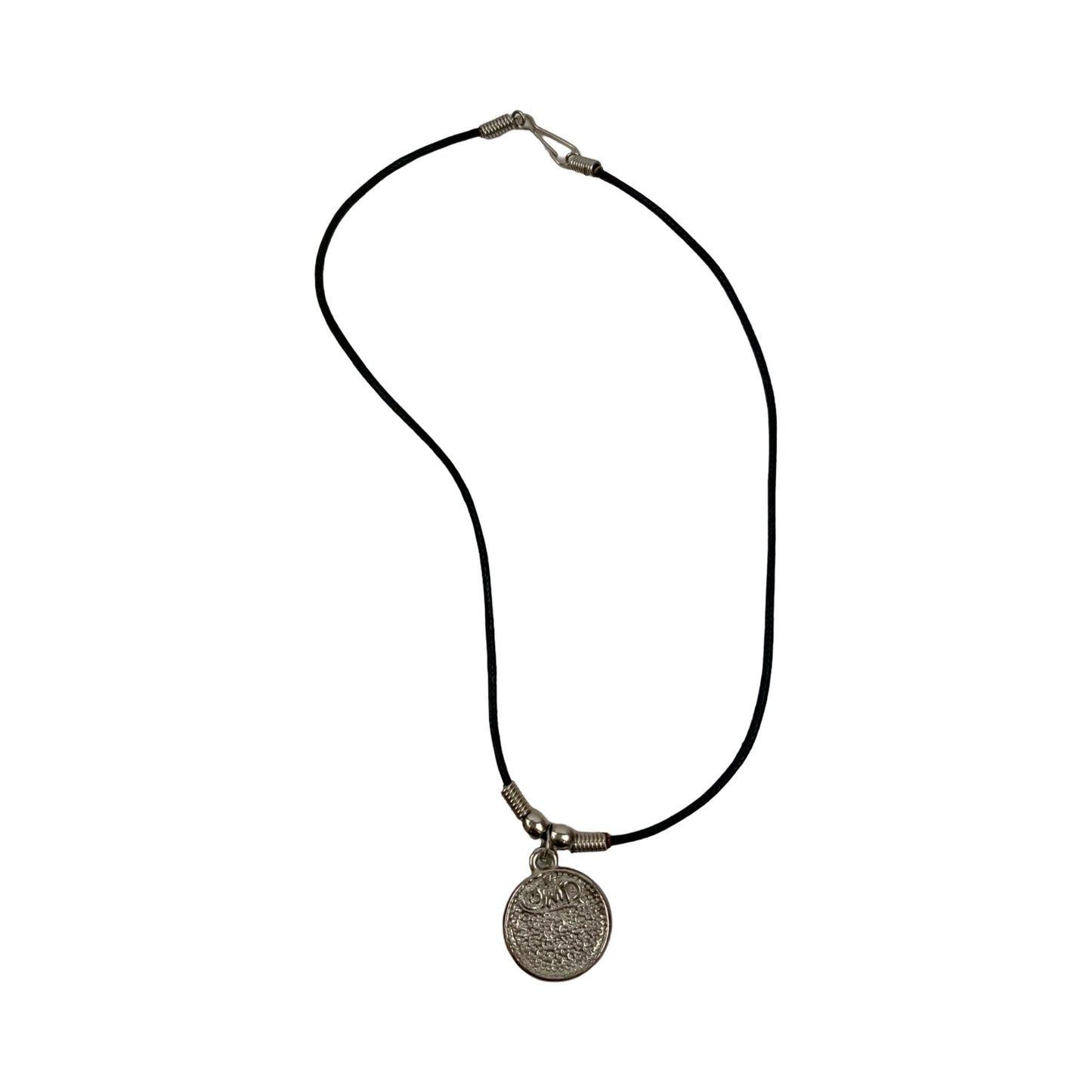 Vintage Deadstock 90s Y2K Black Optical Op Art Pendant Rave Thong Necklace