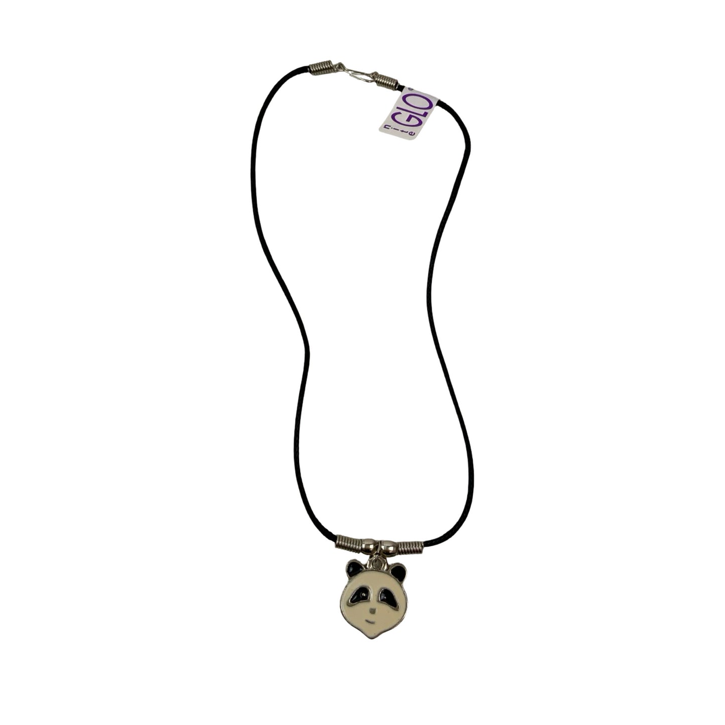 Vintage Deadstock 90s Y2K Glow in The Dark Panda Pendant Thong Necklace