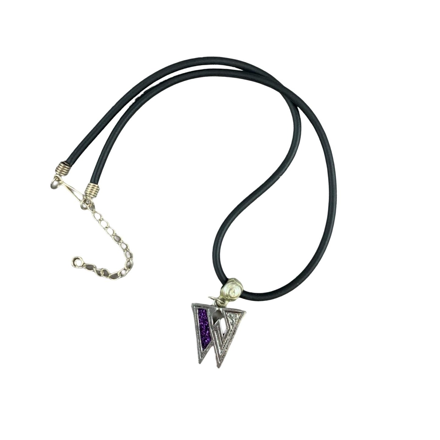 Vintage Deadstock 90s Y2K Purple Letter 'W' Initial Thong Necklace