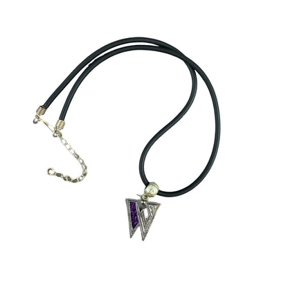Vintage Deadstock 90s Y2K Purple Letter 'W' Initial Thong Necklace
