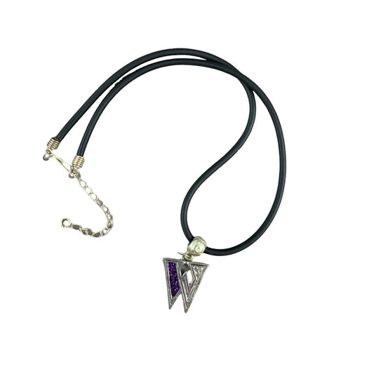 Vintage Deadstock 90s Y2K Purple Letter 'W' Initial Thong Necklace