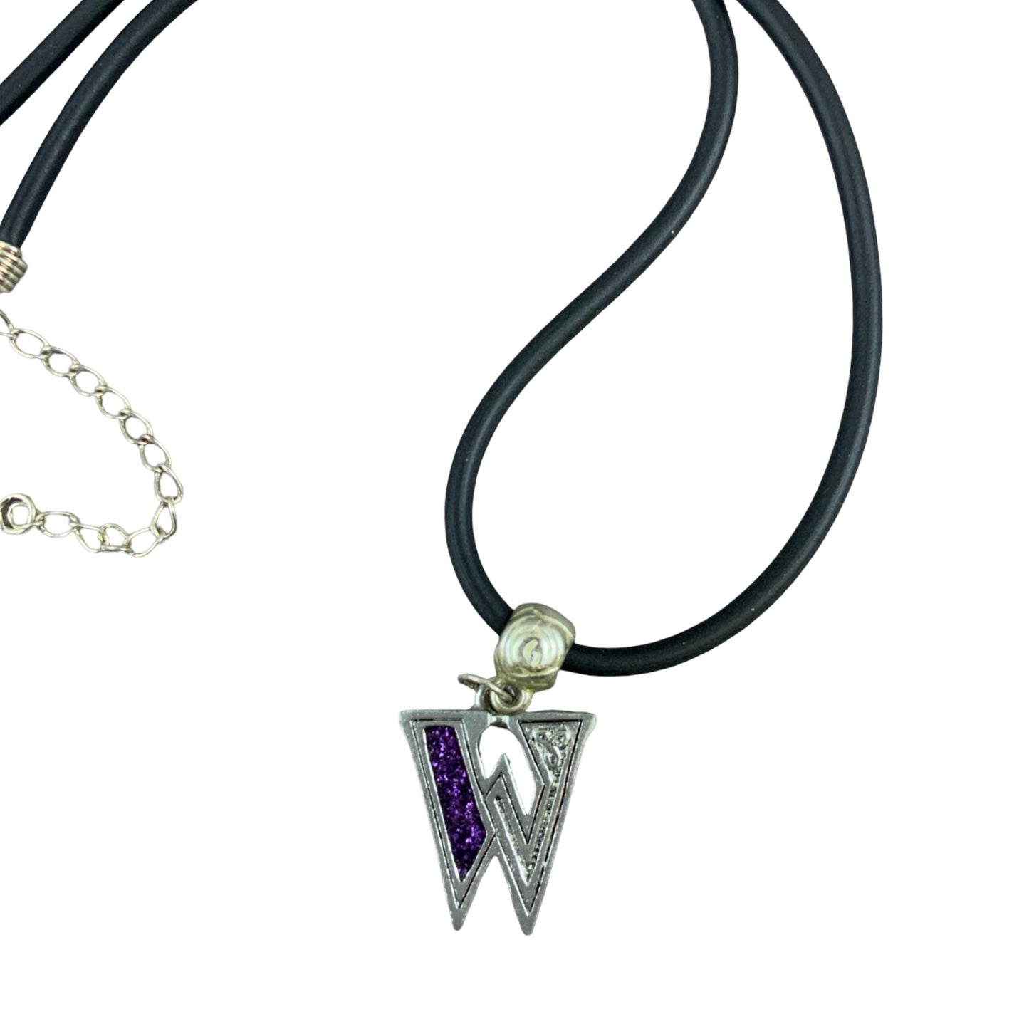 Vintage Deadstock 90s Y2K Purple Letter 'W' Initial Thong Necklace