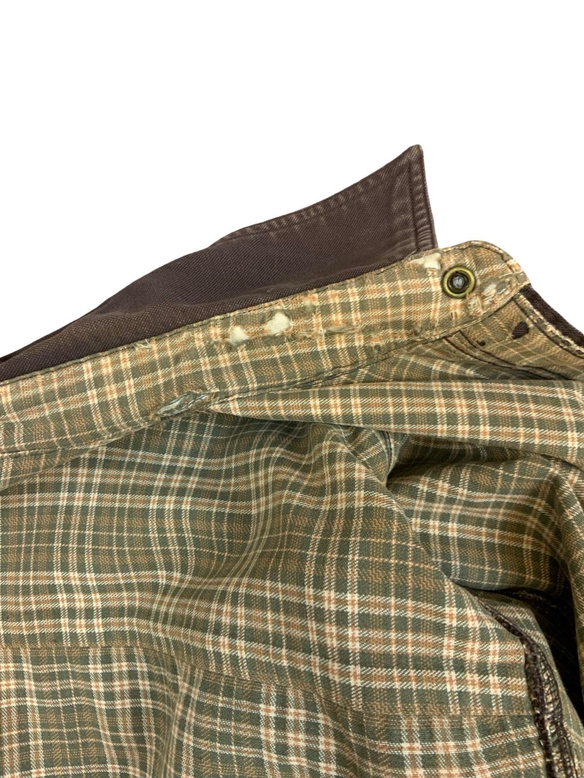 Vtg Carhartt Chocolate Brown Duck Canvas Lined Workwear Shirt Distressed XXL