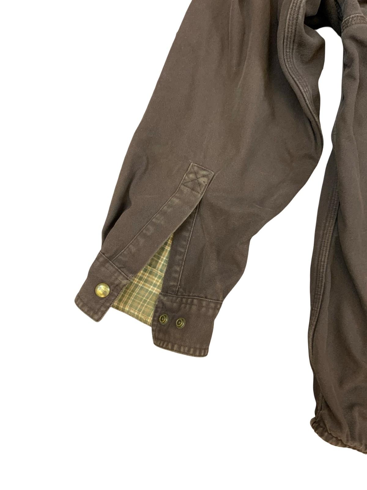 Vtg Carhartt Chocolate Brown Duck Canvas Lined Workwear Shirt Distressed XXL