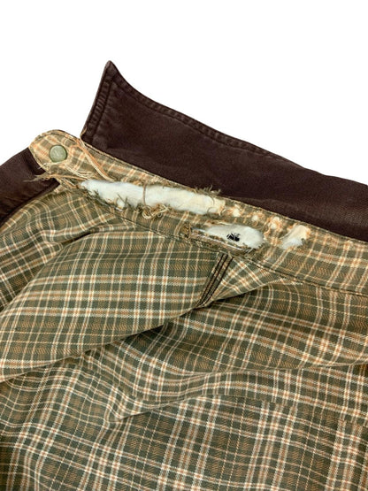 Vtg Carhartt Chocolate Brown Duck Canvas Lined Workwear Shirt Distressed XXL