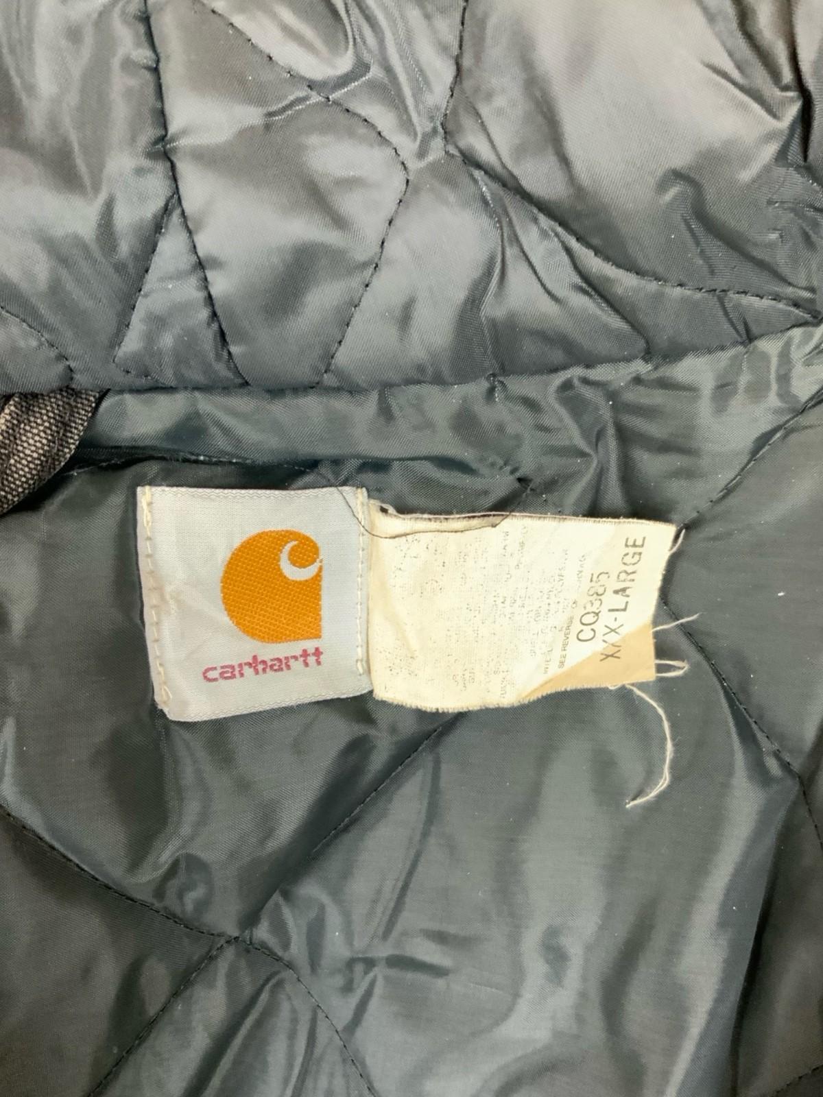 Vtg Faded Black Carhartt Heavy Duck Canvas Hooded Workwear Jacket Distressed 3XL