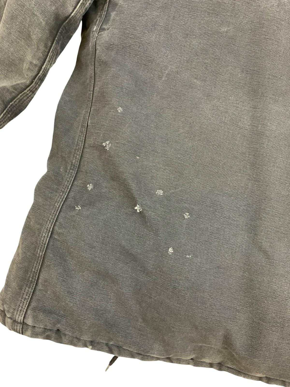 Vtg Faded Black Carhartt Heavy Duck Canvas Hooded Workwear Jacket Distressed 3XL