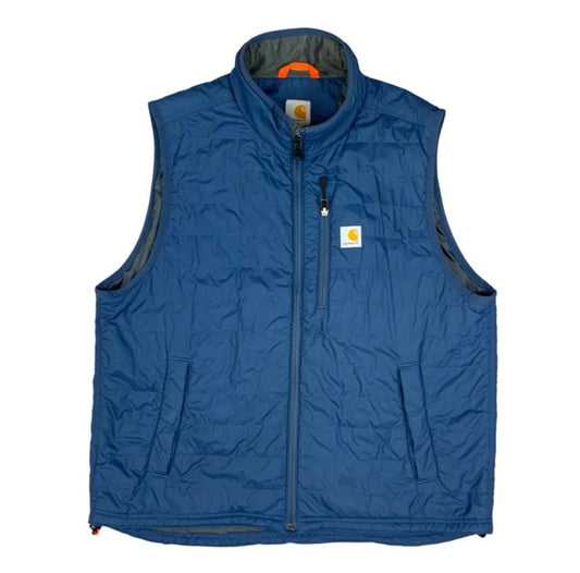 Carhartt Navy Blue Nylon Quilted Body Warmer Gilet Vest Warm Workwear XL