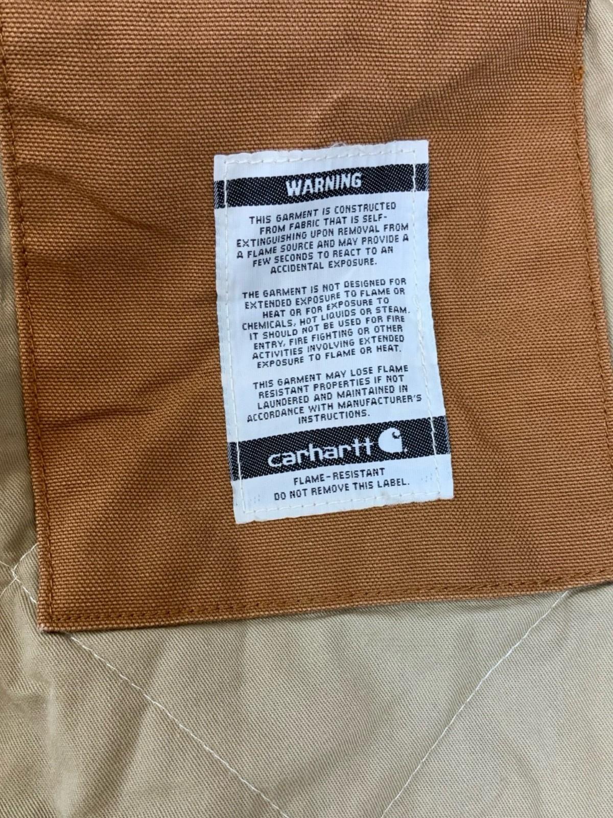 Vtg Carhartt FR tan Duck Canvas Workwear chore Jacket Hamilton Brown UK XL