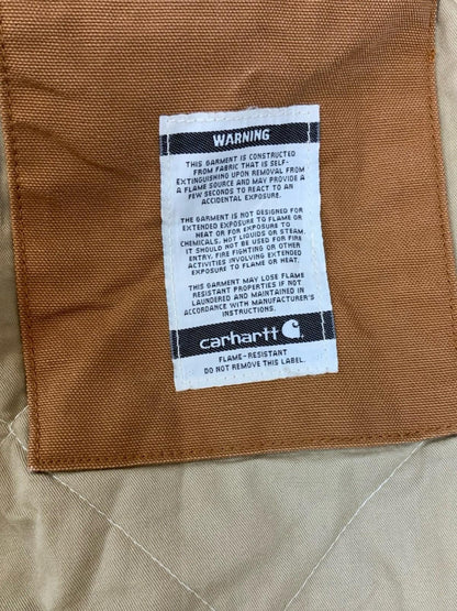 Vtg Carhartt FR tan Duck Canvas Workwear chore Jacket Hamilton Brown UK XL