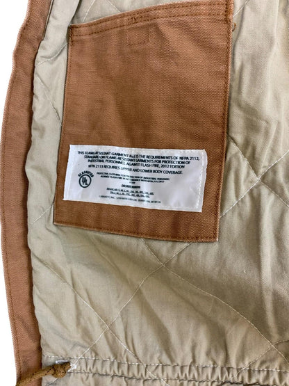 Vtg Carhartt FR tan Duck Canvas Workwear chore Jacket Hamilton Brown UK XL