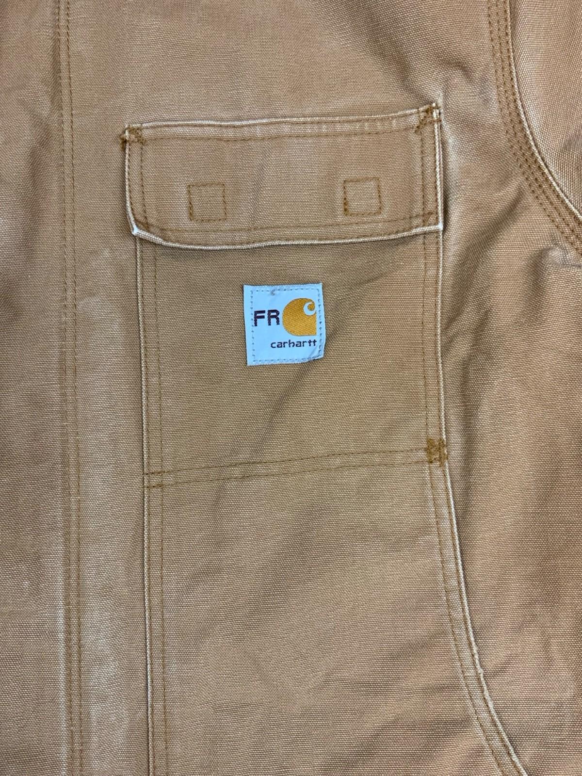 Vtg Carhartt FR tan Duck Canvas Workwear chore Jacket Hamilton Brown UK XL