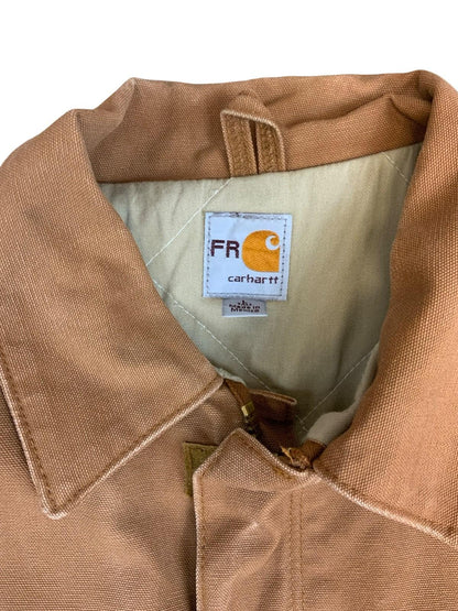 Vtg Carhartt FR tan Duck Canvas Workwear chore Jacket Hamilton Brown UK XL