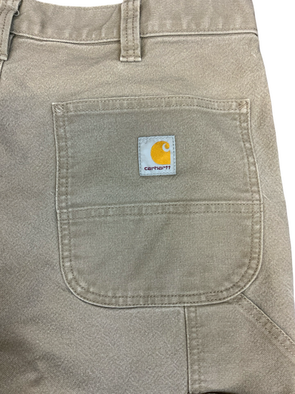 Vtg Carhartt Grey Duck Canvas Workwear Trousers Carpenter Pants USA 33W 31L