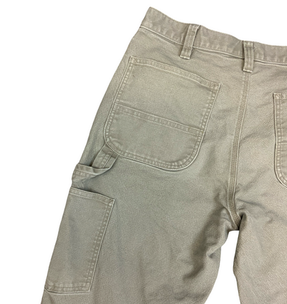 Vtg Carhartt Grey Duck Canvas Workwear Trousers Carpenter Pants USA 33W 31L