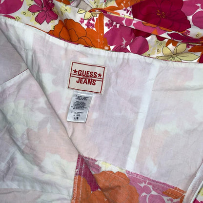 Vtg 'GUESS' Pink Orange Yellow Floral Halter Summer Beach A-Line Dress UK S 8/10