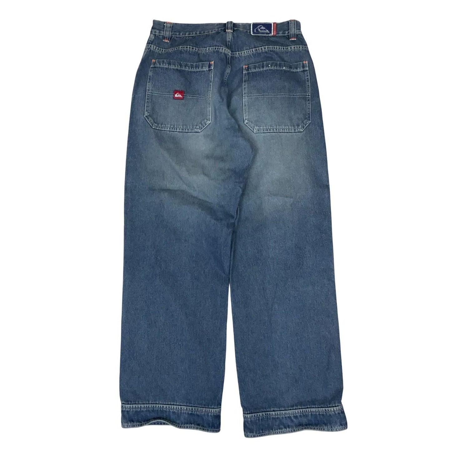 Y2K 'Quicksilver' Blue Denim Skater Faded Spell-Out Carpenter Fit Jeans 31W 31L